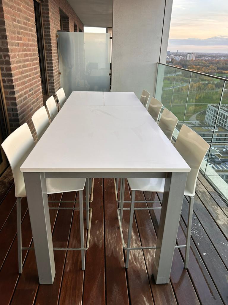 Hoge Eettafel 4-8 personen met 8 stoelen, 100 à 150 cm, Enlèvement, Utilisé, Rectangulaire