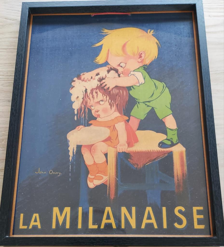 Kader met oude reclame la milanaise, Ophalen of Verzenden