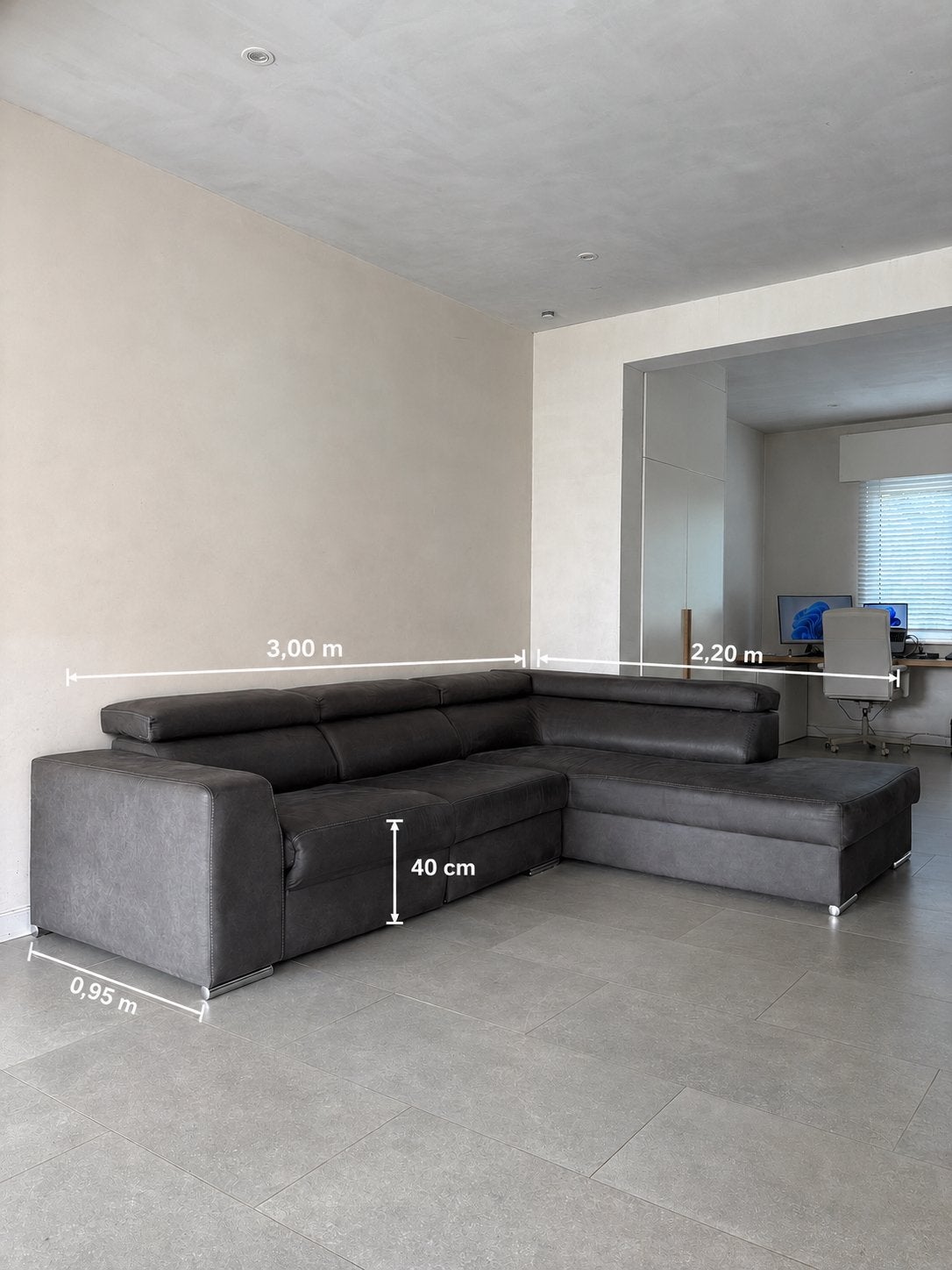 Zetel met chaise longe, Maison & Meubles, Canapés | Salons, 250 à 300 cm, Banc d'angle, Comme neuf, Enlèvement