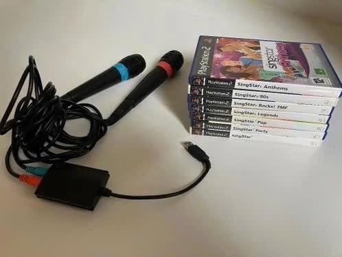 Complete Singstar set PS2 - 2 microfoons + 7 spellen, Games en Spelcomputers, Ophalen of Verzenden, Gebruikt