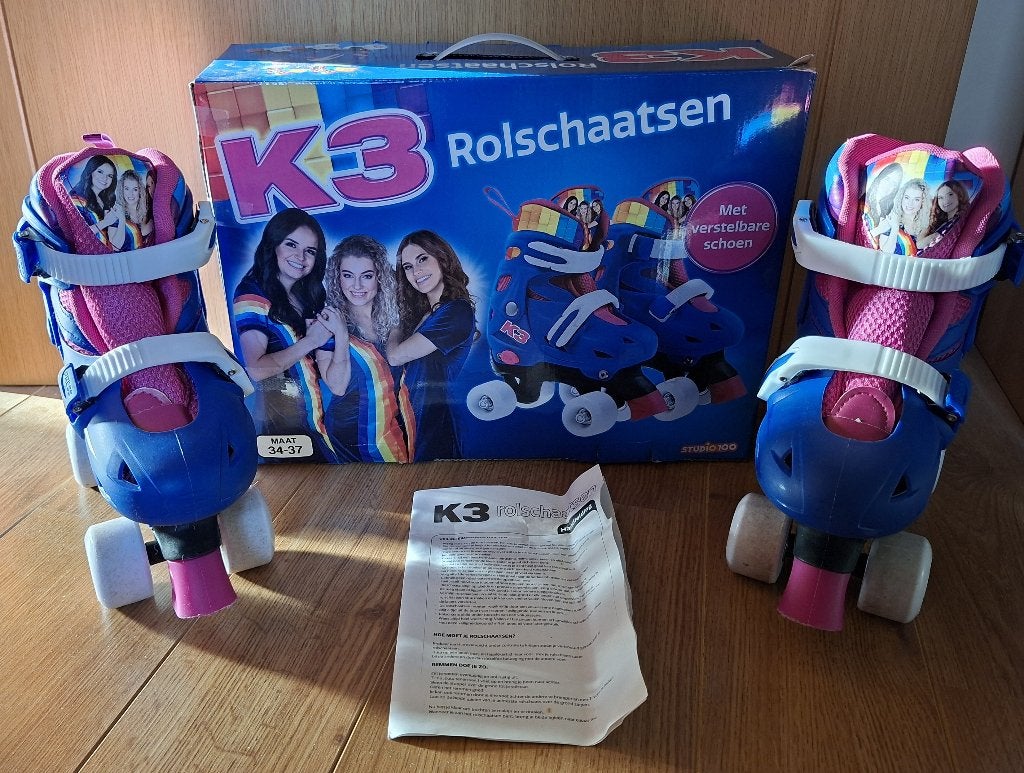 K3 rolschaatsen 34-37, Enlèvement ou Envoi, Réglable, Comme neuf, Enfants