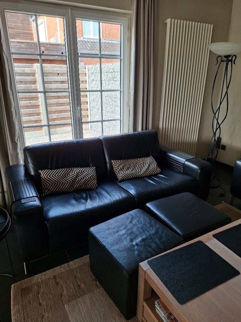 Salon - Salon tafel  - TV kast  en 2 Poefen, Huis en Inrichting, Ophalen, Gebruikt, 150 tot 200 cm, Rechte bank