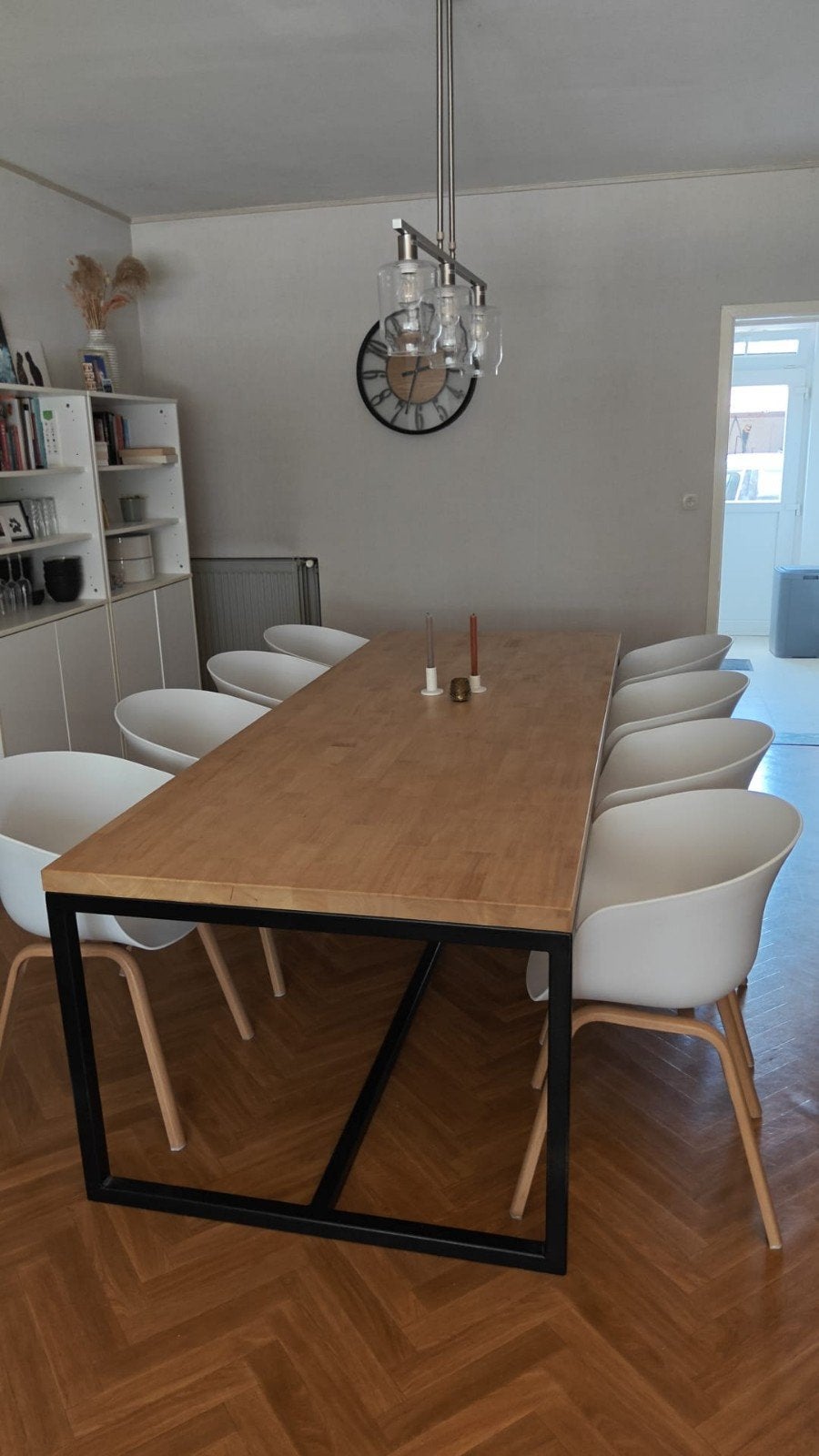 Eettafel, stoelen en salontafel, Huis en Inrichting, Tafels | Eettafels, Ophalen, Zo goed als nieuw, Vijf personen of meer, Rechthoekig