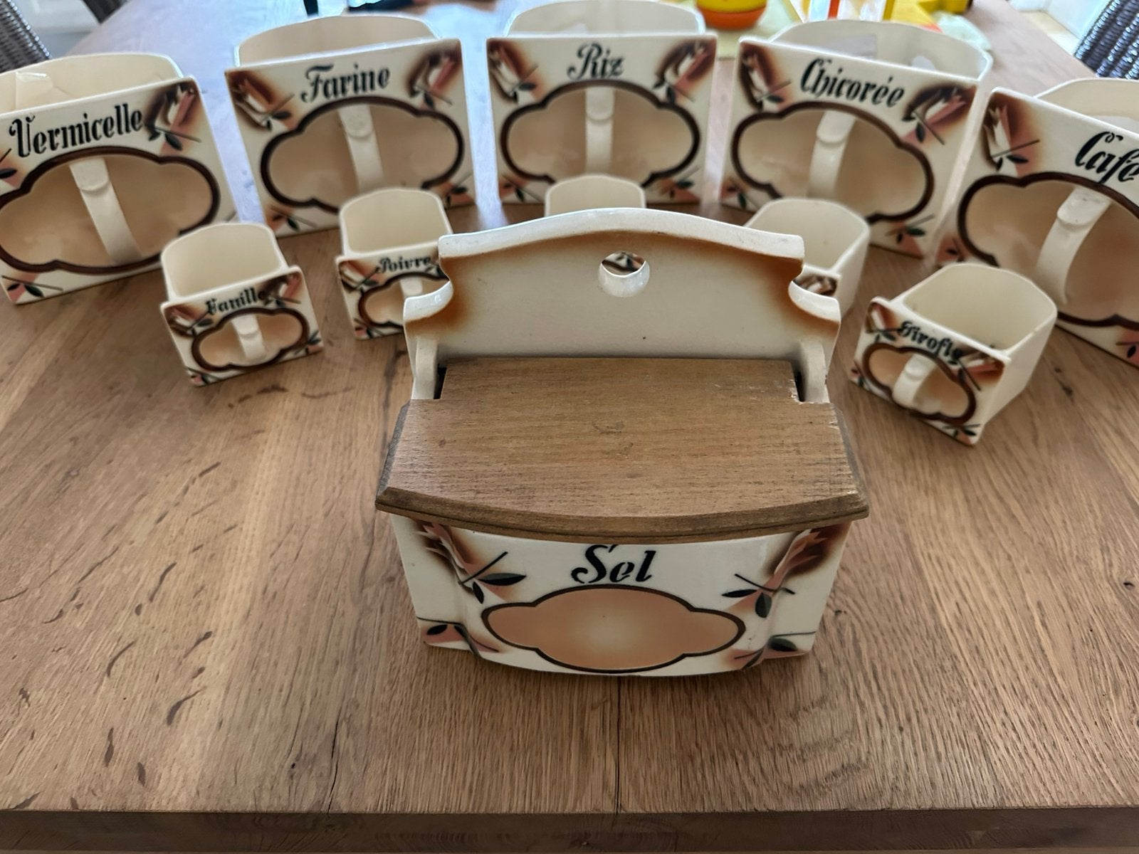 Prachtige vintage schuifladen set voor kruidenrek, Ophalen