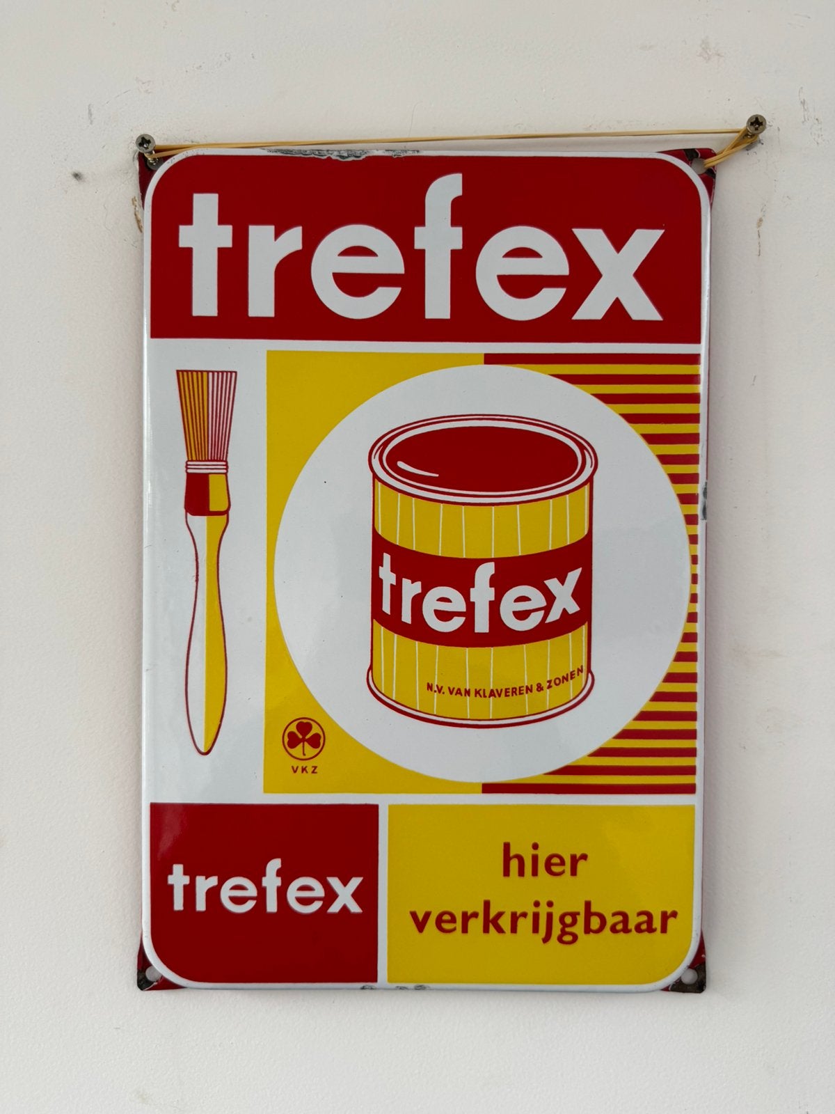 Trefex Verf oud zeldzaam emaille reclamebord, Reclamebord, Gebruikt, ., Ophalen of Verzenden