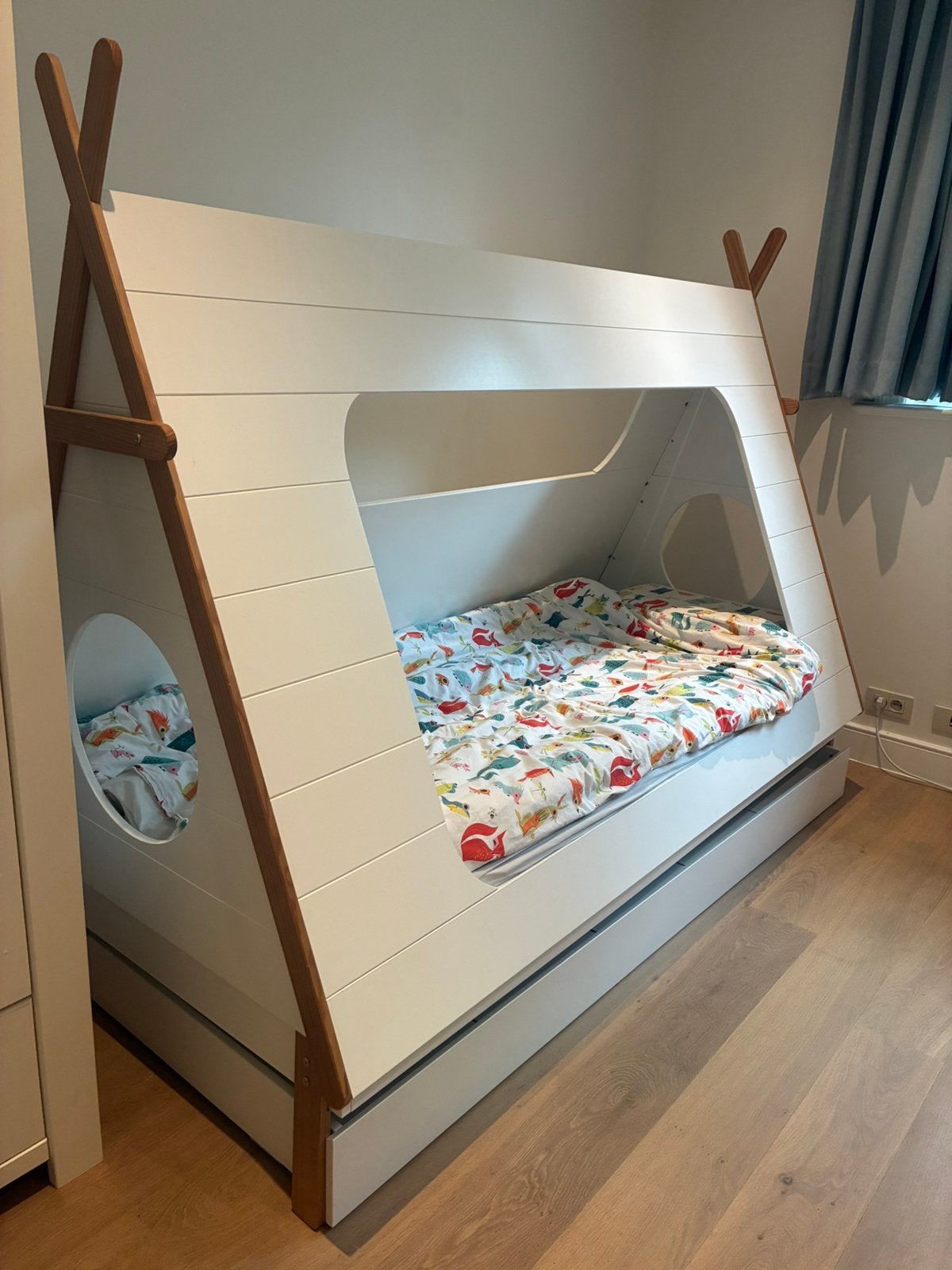 Tipi bed met opbergbak, 85 à 100 cm, Sommier à lattes, Enlèvement, 180 cm ou plus