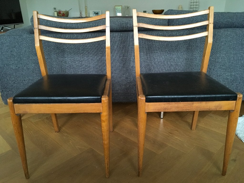 Mid-Century vintage eetkamerstoel, Huis en Inrichting, Ophalen, Gebruikt, Twee, Zwart