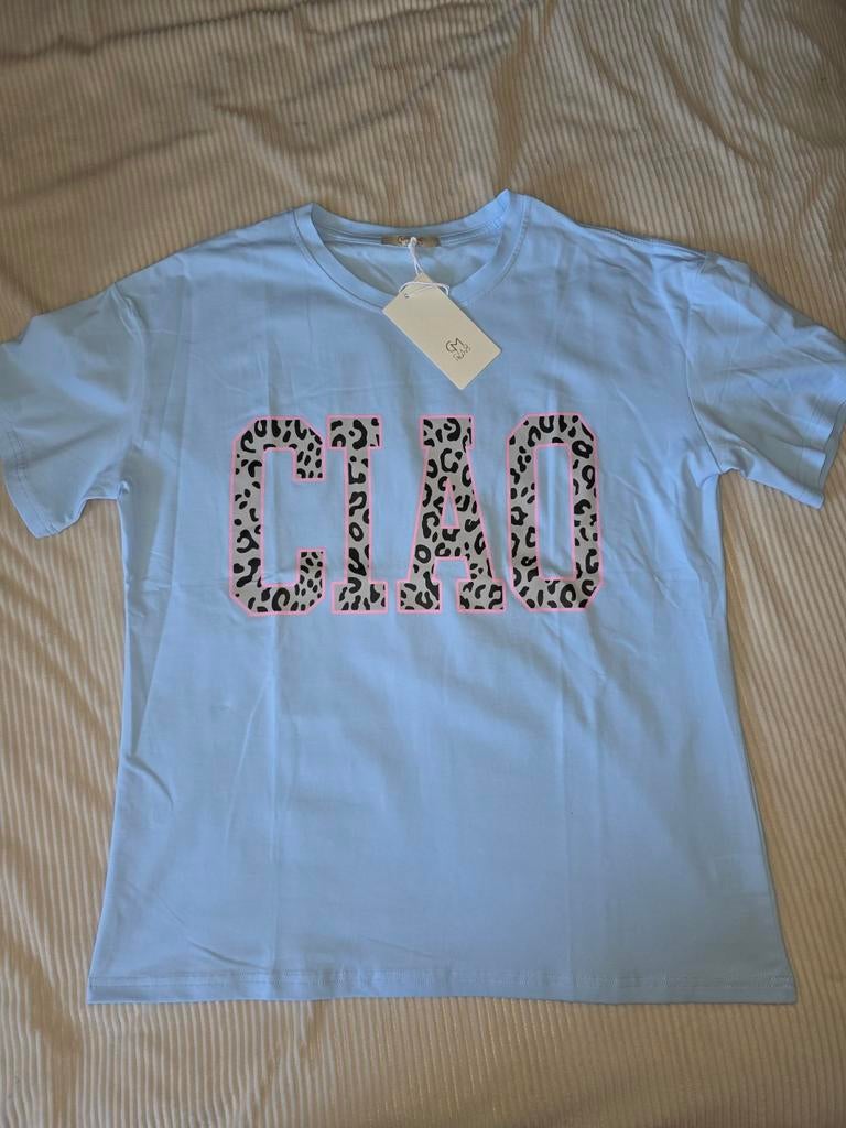 T-shirt courtes manches "ciao" & "iconic", Kleding | Dames, T-shirts, Maat 38/40 (M), Blauw, Nieuw, Ophalen of Verzenden