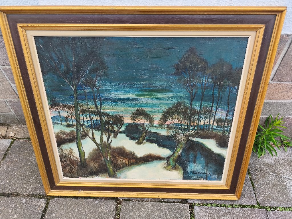 Huile sur panneau signe clement conreur, Enlèvement, Panneau