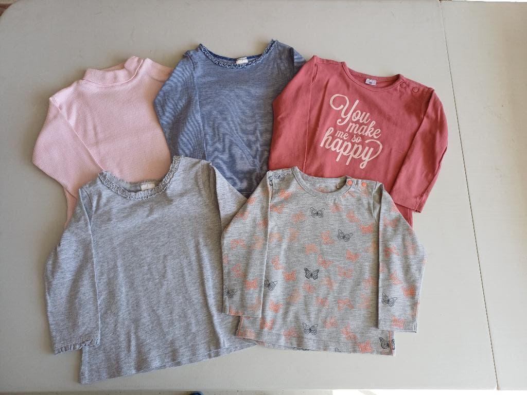 5 longsleeves maat 80, Kinderen en Baby's, Babykleding | Maat 80, Ophalen of Verzenden, Gebruikt, Meisje, Shirtje of Longsleeve