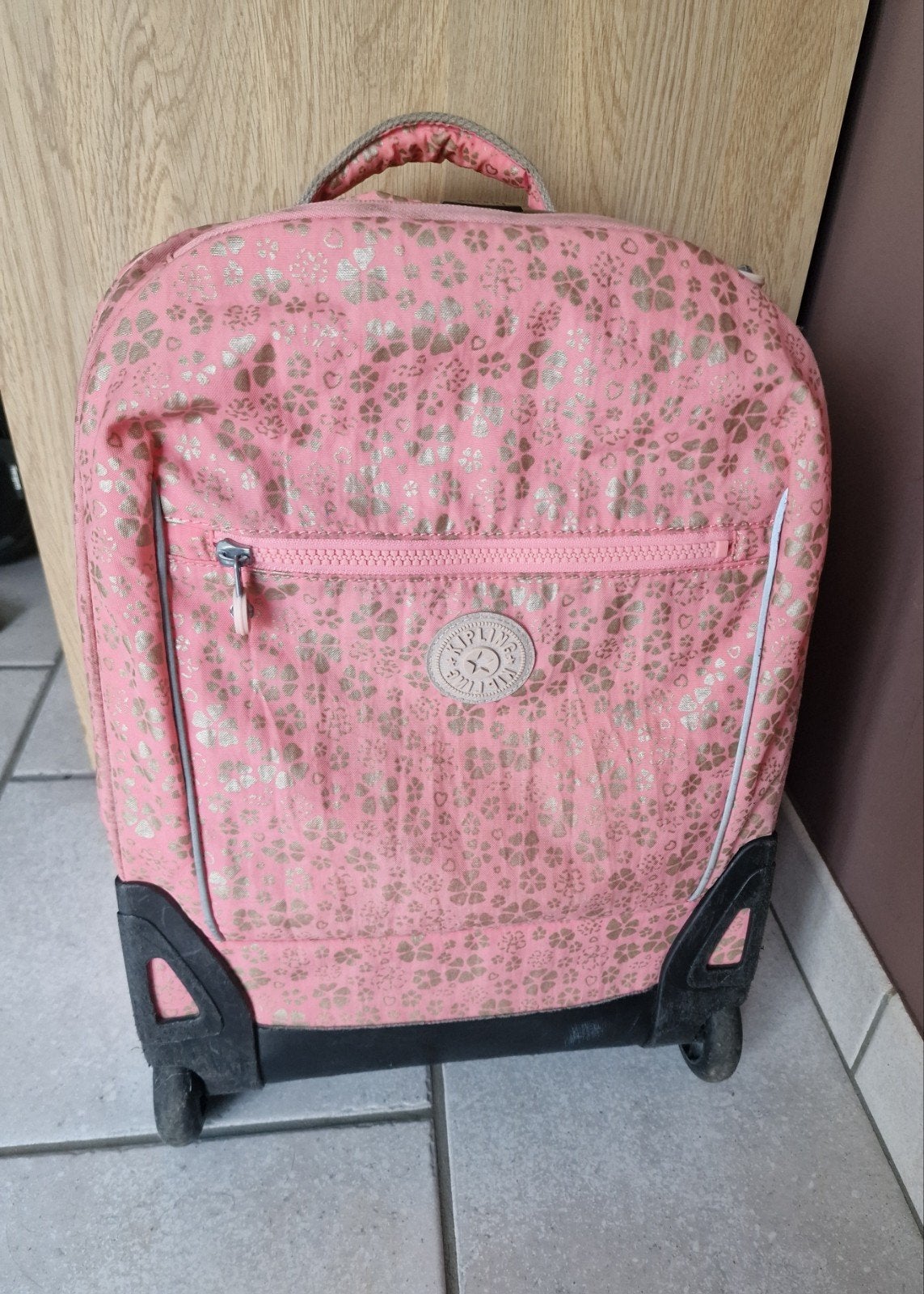 Cartable trolley sac à dos Kipling rose argenté, Enlèvement ou Envoi, Utilisé, Rose, Sac à dos