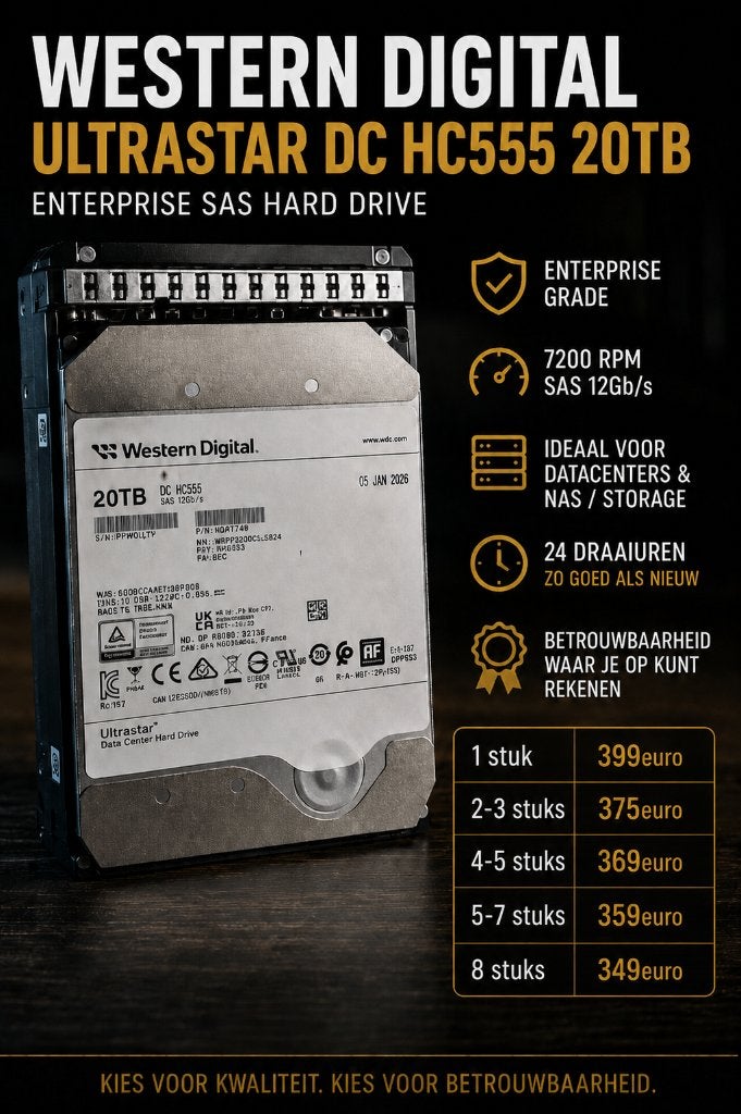 WD Ultrastar - 20TB - SAS - Enterprise HDD NAS Server (8x), Computers en Software, Harde schijven, Intern, Server, Ophalen of Verzenden