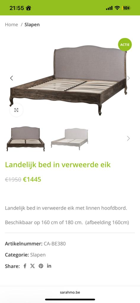 Eik bed nieuw Sarah mo!, Ophalen, Zo goed als nieuw, 180 cm