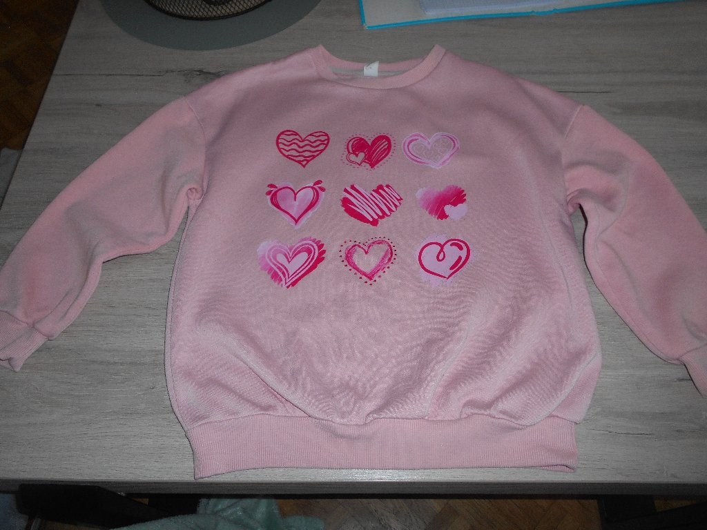 roos trui met hartjes maat 140, Kinderen en Baby's, Ophalen of Verzenden, Gebruikt, Meisje, Trui of Vest