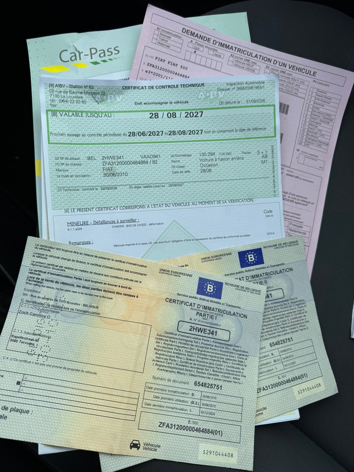 Fiat 500 1.2i 130.000 prête à immatriculer, Auto's, Particulier, Te koop, Benzine