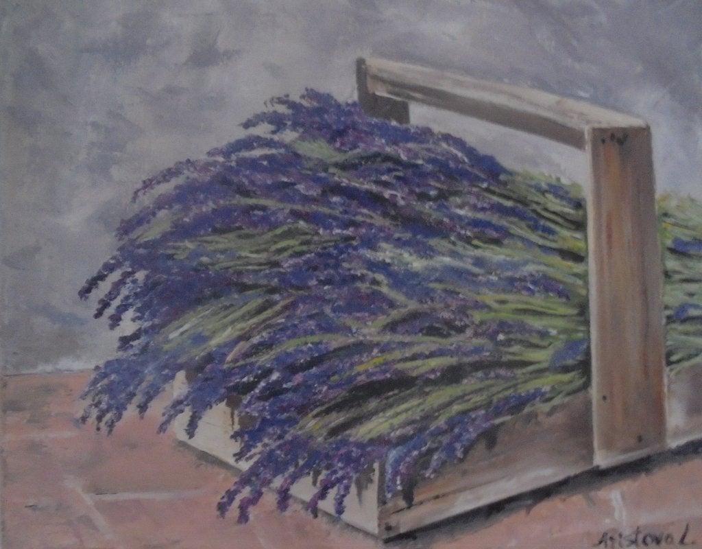 peinture à l'huile lavande (40x50cm), Antiquités & Art, Art | Peinture | Classique, Œuvre originale, Enlèvement ou Envoi, Peinture à l'huile