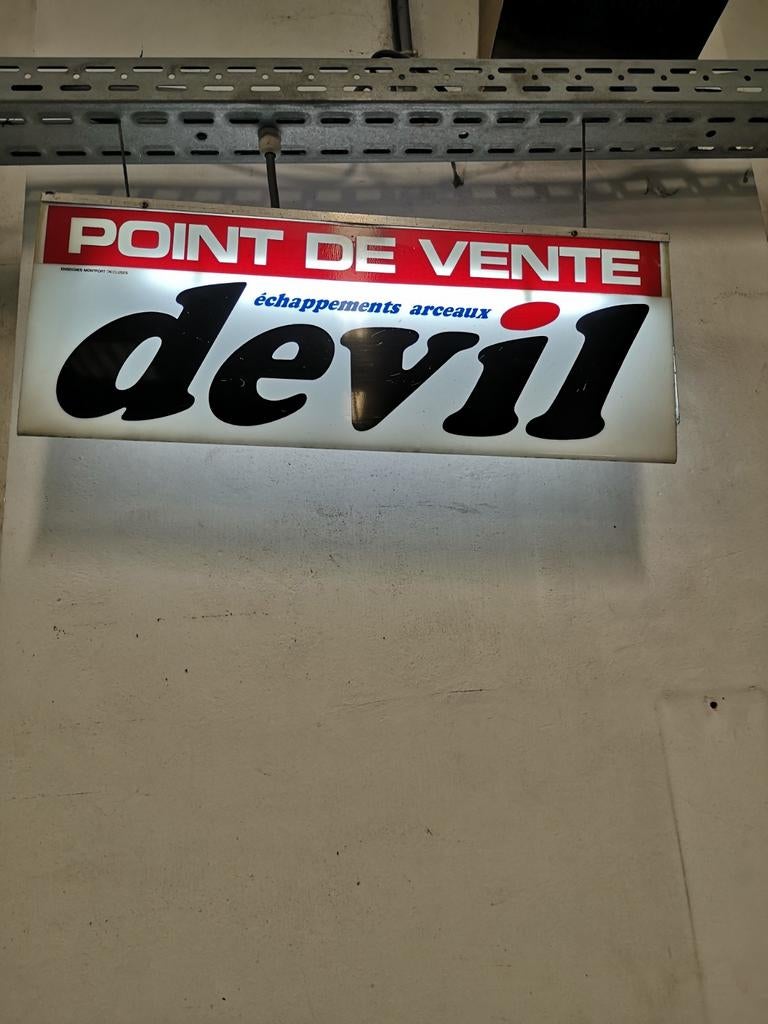 #RARE# Ancienne publicité lumineuse de garage devil, Enlèvement