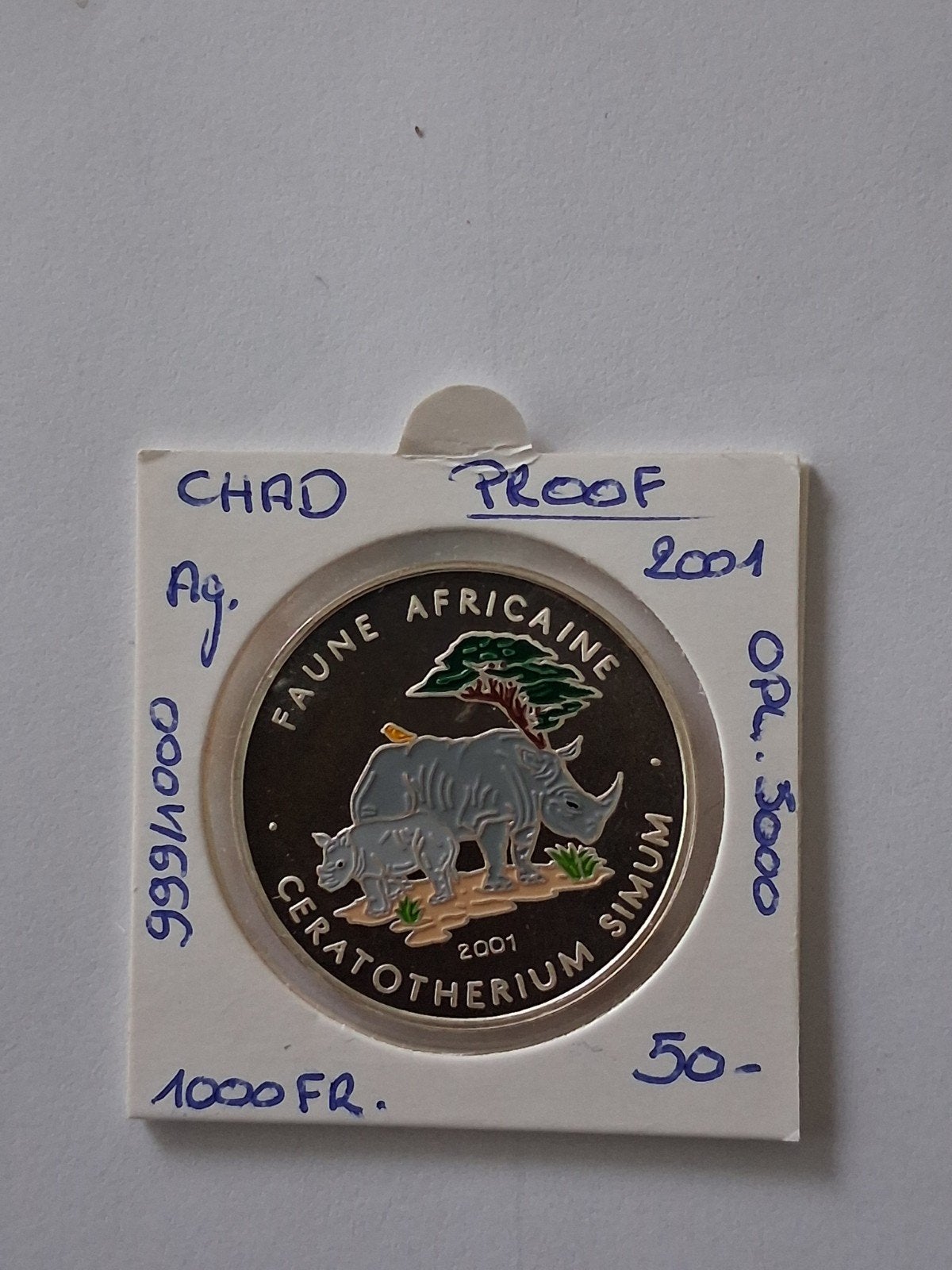 chad 1000 fr 2001 AG PROOF OPL 5000 schaars!!!  geres els, Ophalen of Verzenden