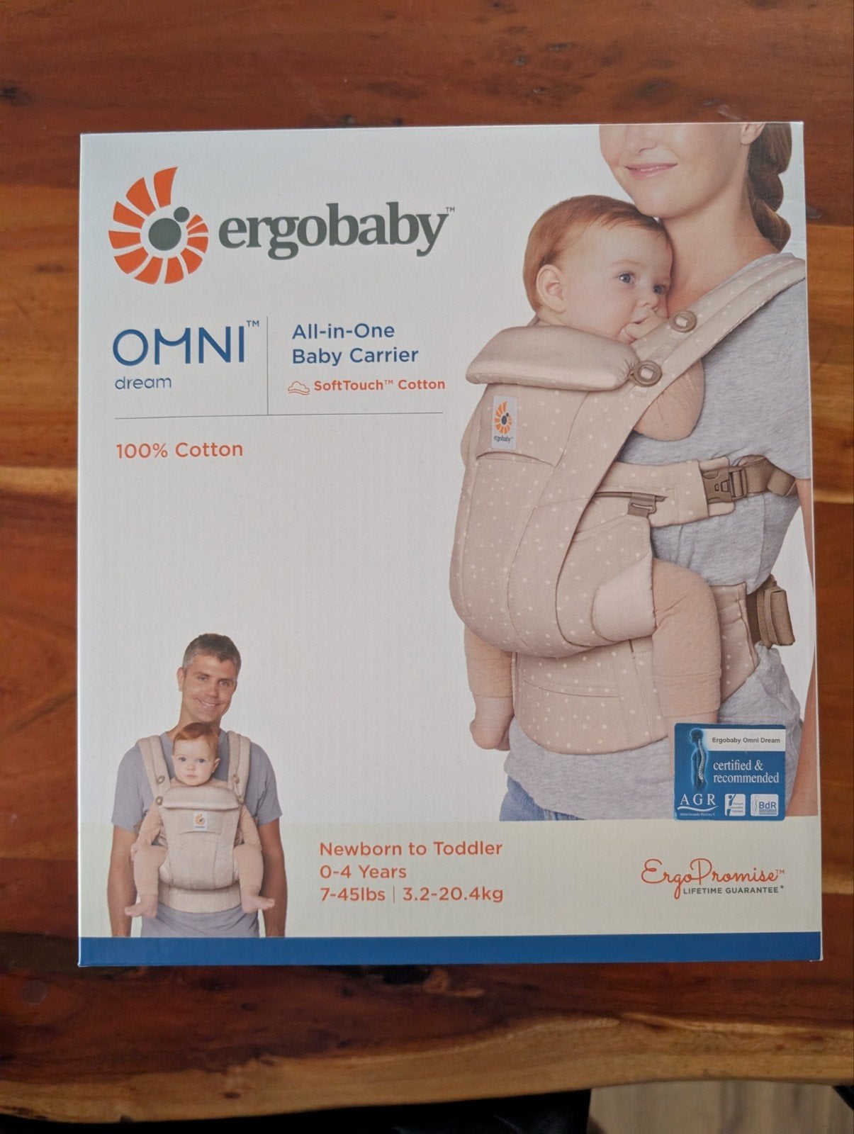 Ergobaby Omni Dream Draagzak - 100% Katoen - Beige/Stippen -, Kinderen en Baby's, Babydragers en Draagdoeken, Ophalen, Zo goed als nieuw