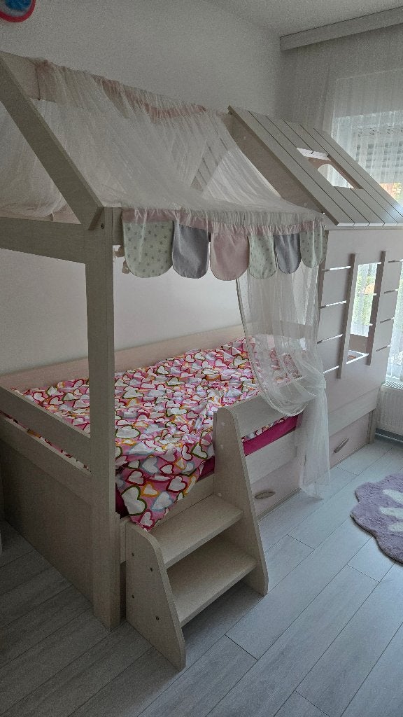 Mooie kinder huisbed inclusief gordijnen en opberglades, Kinderen en Baby's, Ophalen, Zo goed als nieuw