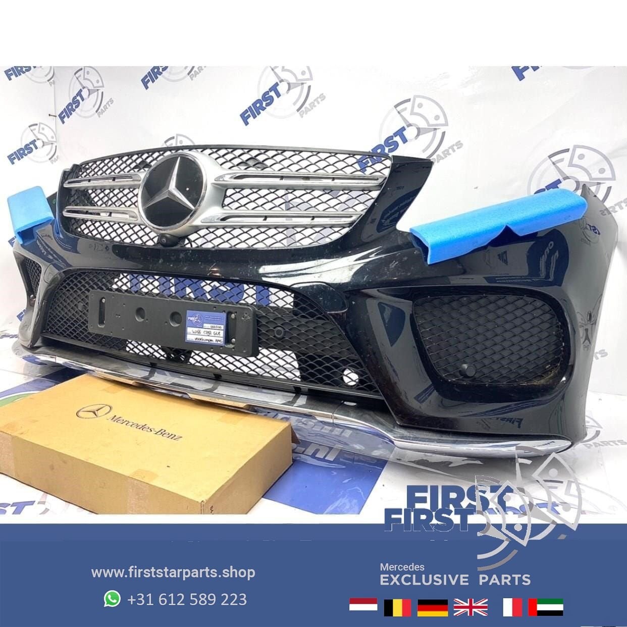 W166 GLE AMG VOORBUMPER COMPLEET ZWART Mercedes 2015-2019 OR, Gebruikt, -, Voor, Ophalen of Verzenden