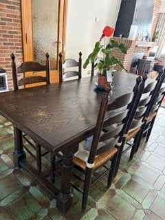 Eettafel en stoelen, Ophalen, Gebruikt, 200 cm of meer, 50 tot 100 cm