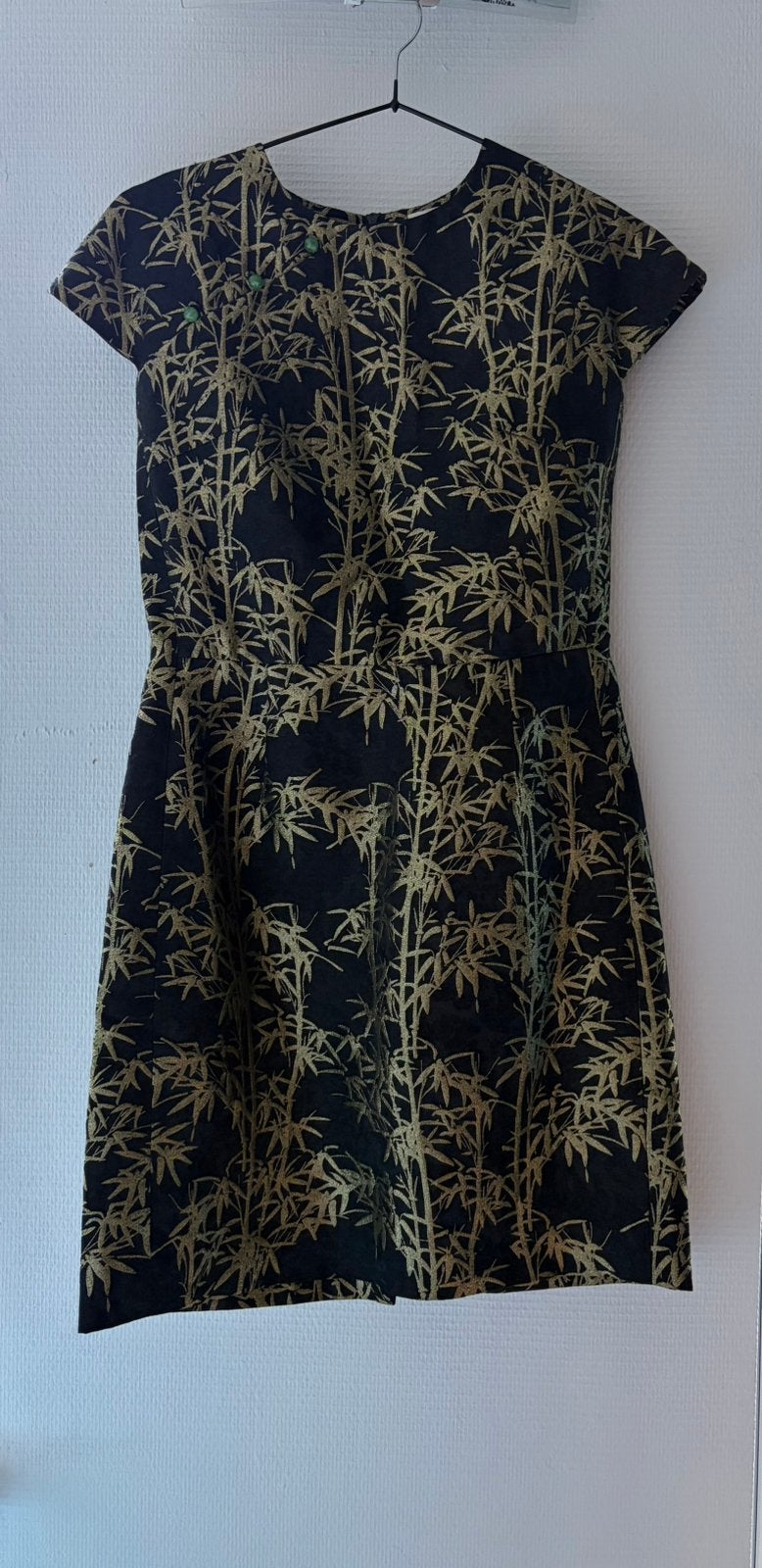 Qipao zwartgouden bamboe — Zijden voering — T.M, Ophalen of Verzenden, Zo goed als nieuw, Maat 38/40 (M), Goud