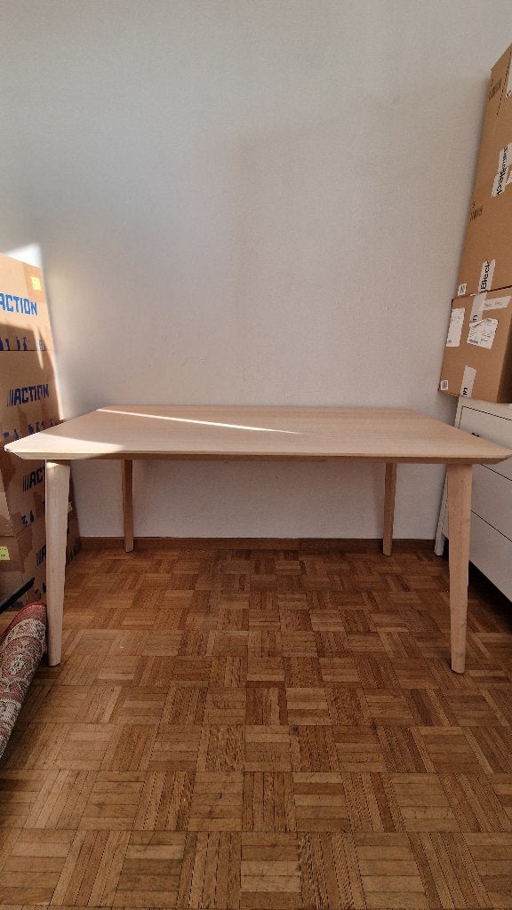 Table IKEA LISABO, plaqué frêne, 140x78 cm, Maison & Meubles, Quatre personnes, 50 à 100 cm, 100 à 150 cm, Enlèvement