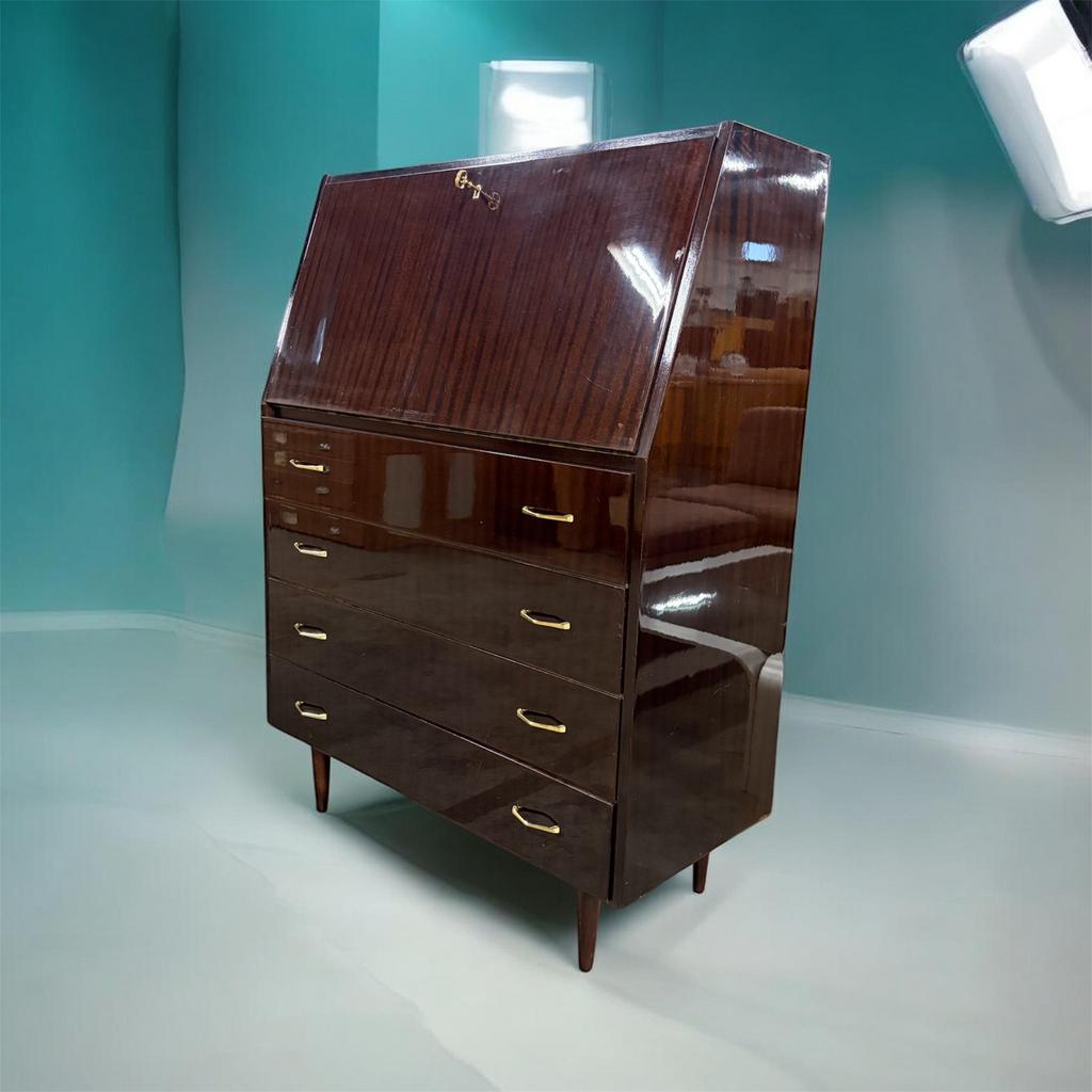 Vintage houten kast / secretaire / ladekast, Ophalen, Gebruikt, Kast