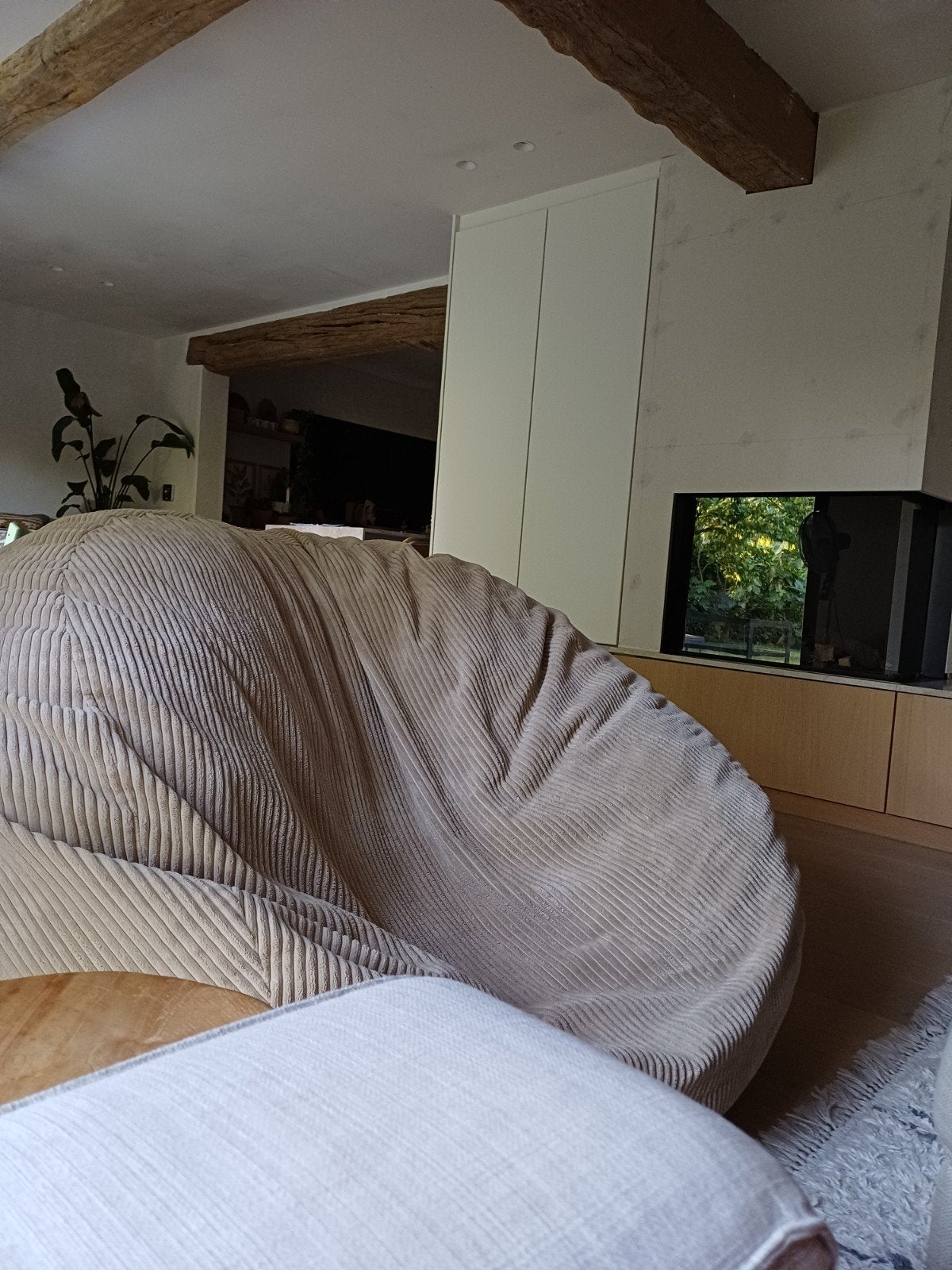 Vetsak zitzak large (2-persoons) cord velour - platinum, Huis en Inrichting, Ophalen, Zitzak