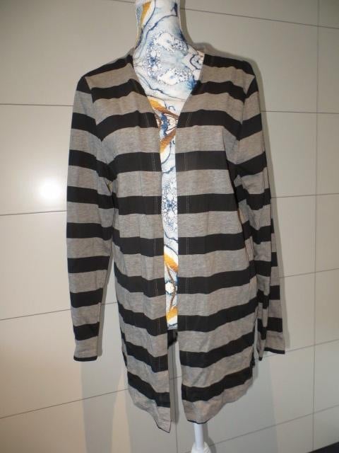 Zwart / grijs gestreept, lang jasje - XL - Dames, Kleding | Dames, Overige kleuren, Maat 46/48 (XL) of groter, Ophalen of Verzenden