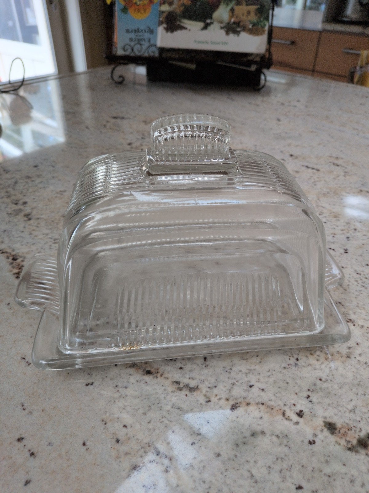 glazen stolp of botervlootje, Huis en Inrichting, Woonaccessoires | Stolpen, Glas, Ophalen, Zo goed als nieuw, Met deksel
