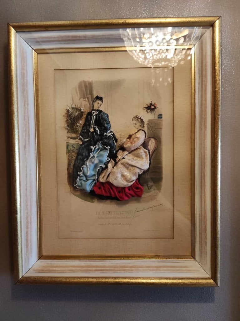 Tableau encadré de La Mode illustrée, Antiek en Kunst, Ophalen, Klassiek, Achter glas, Portret of Personen