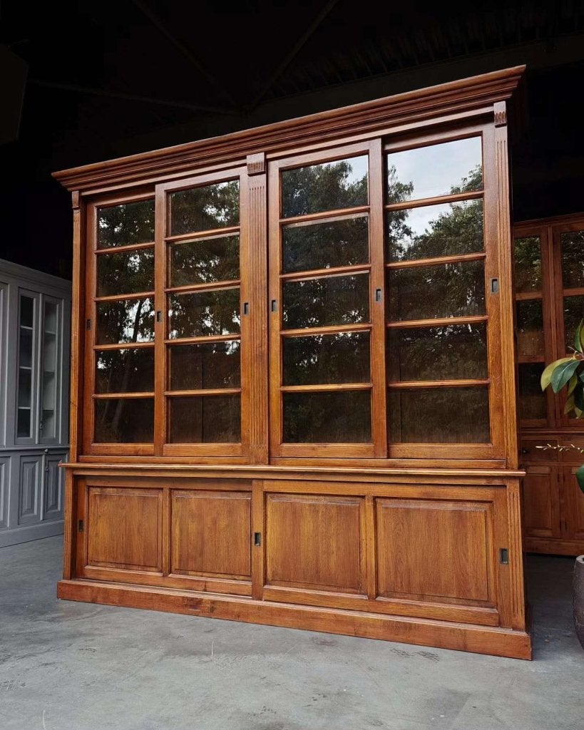Hoge eikenhouten winkelkast | Winkelvitrine #0135, Antiquités & Art, Enlèvement ou Envoi