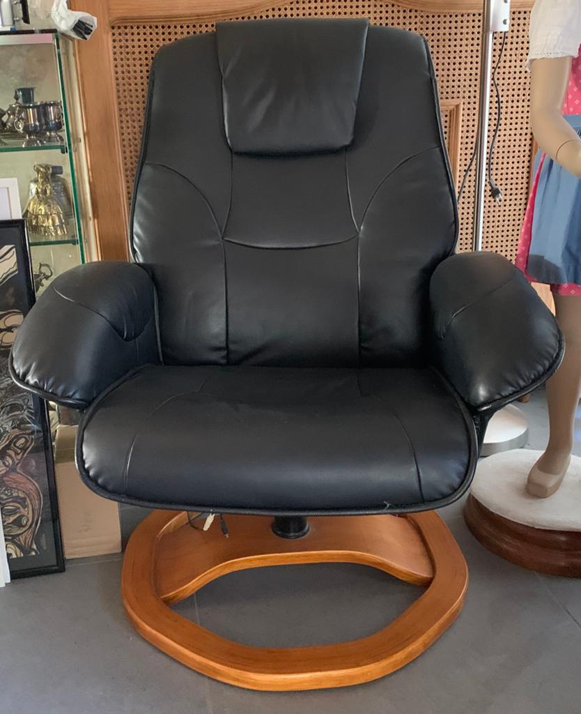 Relaxzetel in zwart imitatie leder, Ophalen, Gebruikt