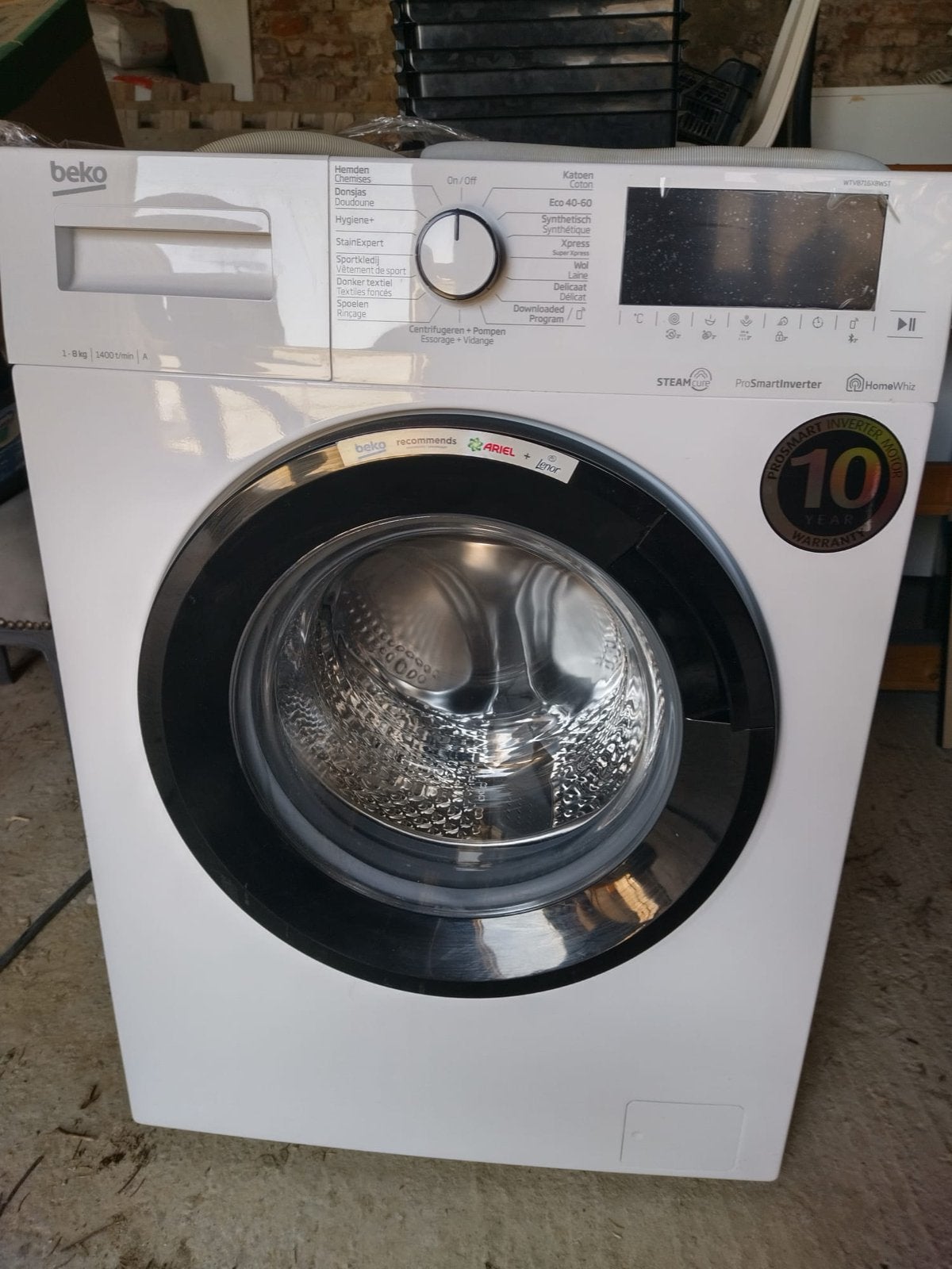 Machine a laver Beko avec extension de garantie, 1200 à 1600 tours, 6 à 8 kg, Classe énergétique A ou plus économe, Chargeur frontal