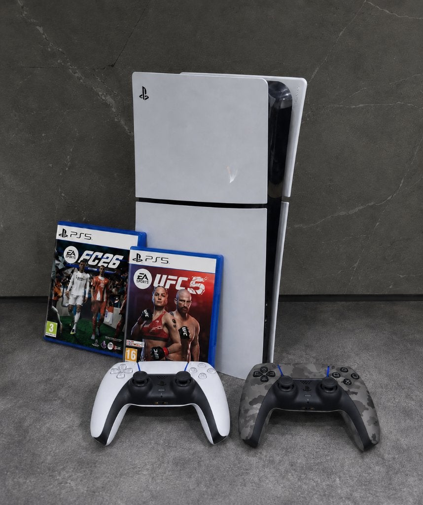 PlayStation 5 Slim Disc Edition + 2 Controllers + Games, Games en Spelcomputers, Spelcomputers | Sony PlayStation 5, Ophalen, Zo goed als nieuw