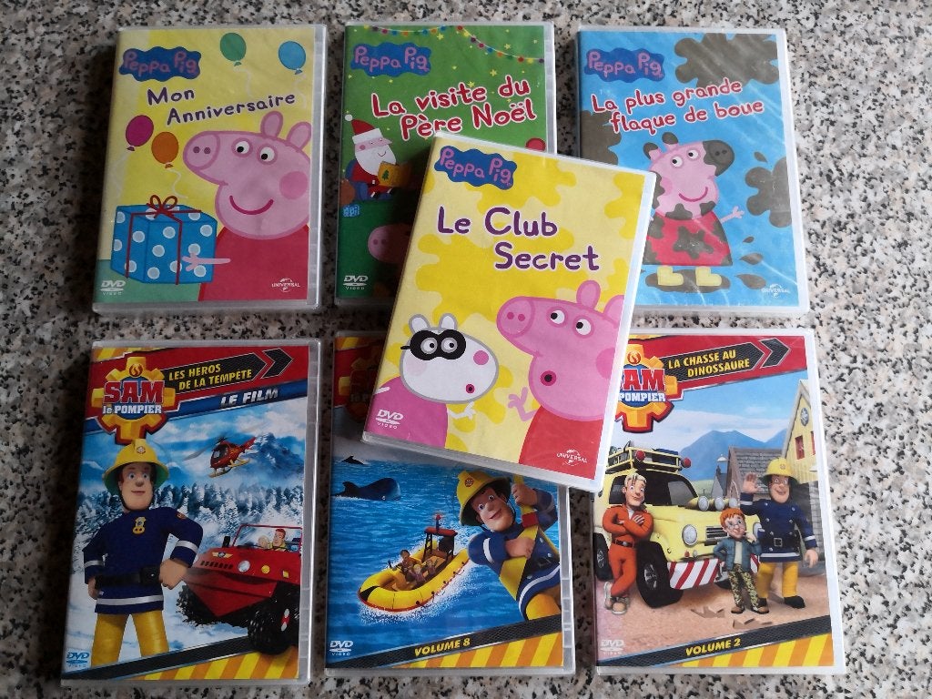 Lot van 7 peppa pig en sam le pompier dvd's, Enlèvement ou Envoi