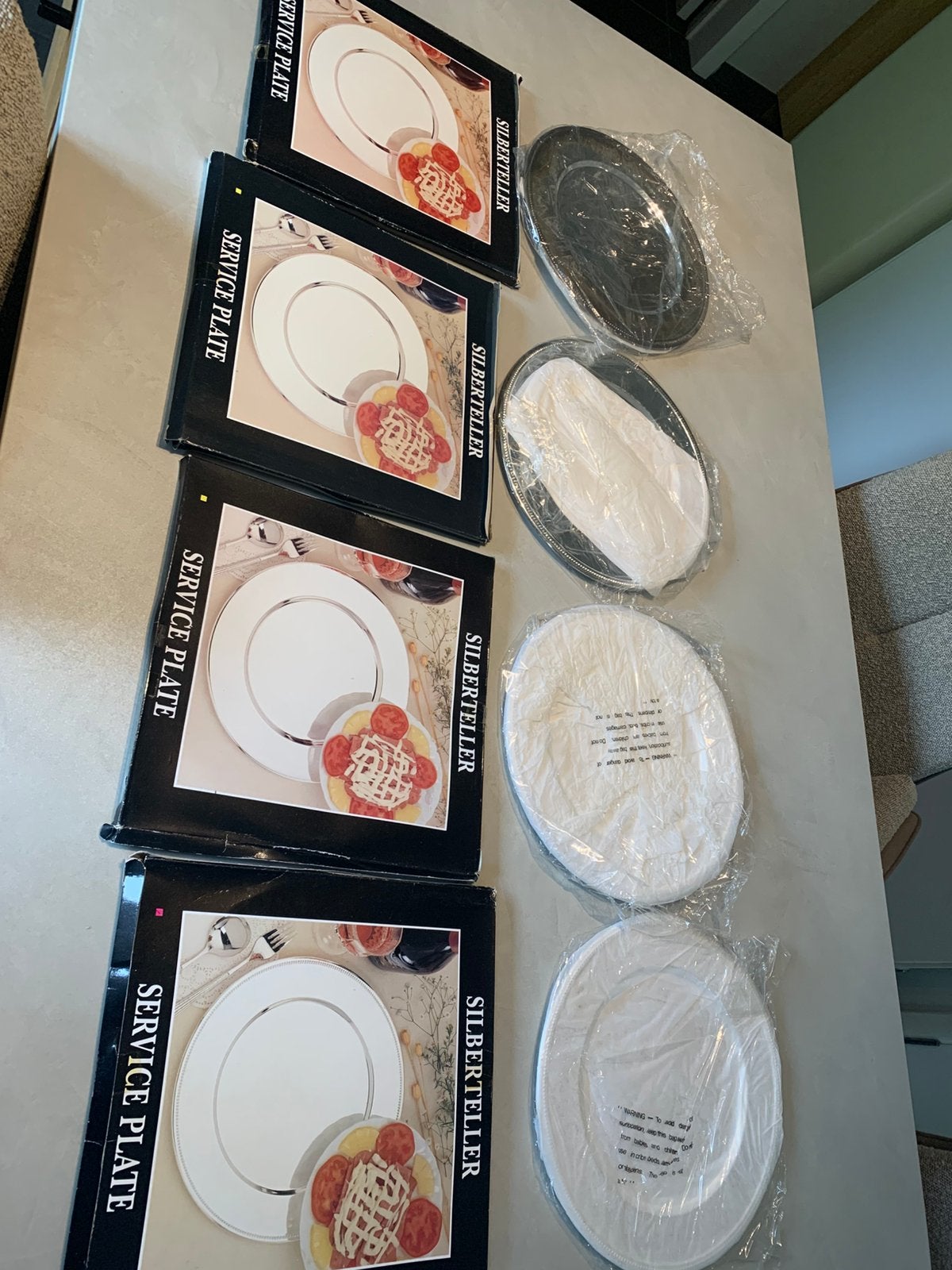 4 vintage Silbertellers Service Plates dienbladen, Maison & Meubles, Enlèvement ou Envoi
