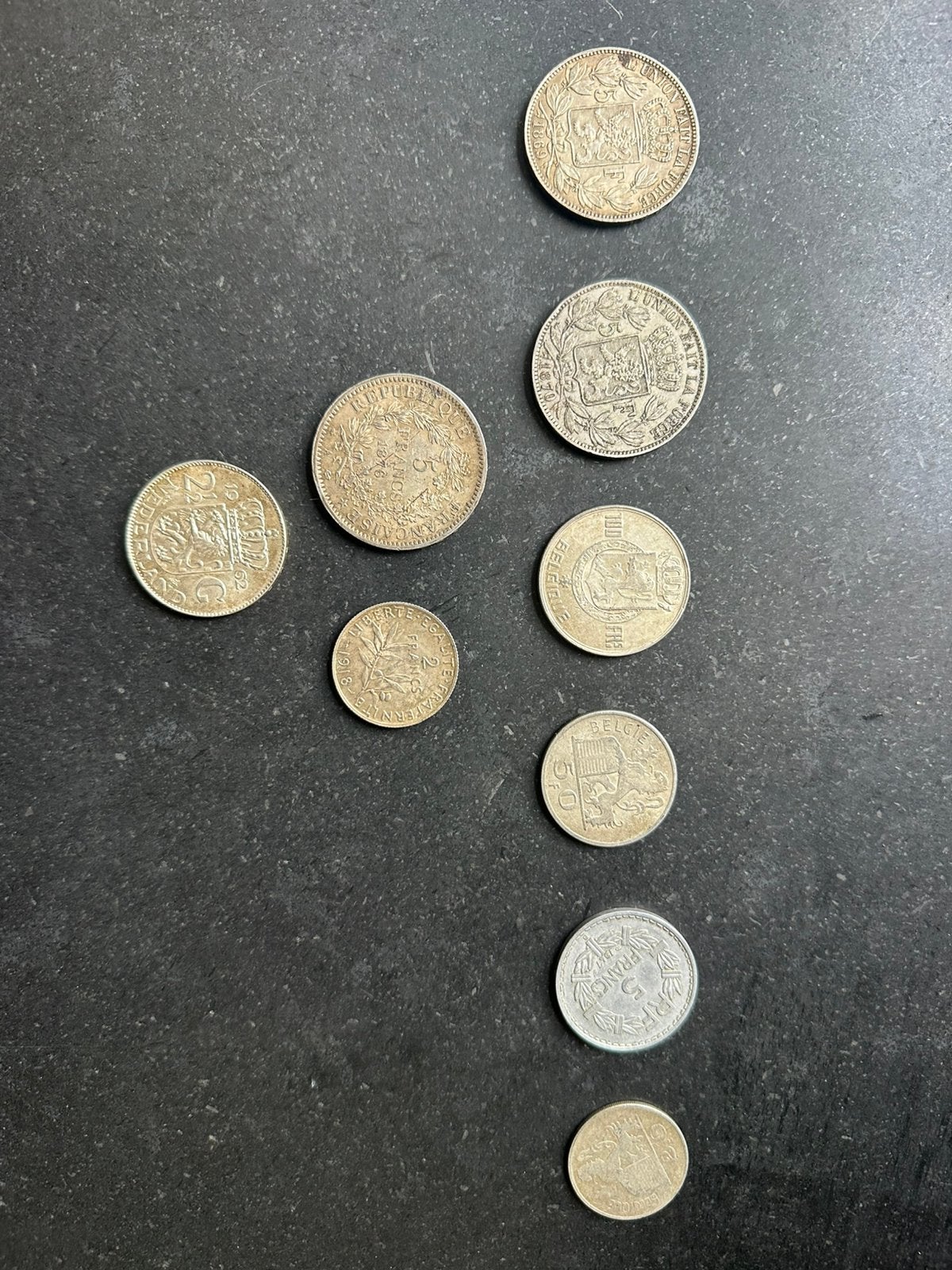 Set van historische zilveren munten, Postzegels en Munten, Ophalen, België, Zilver