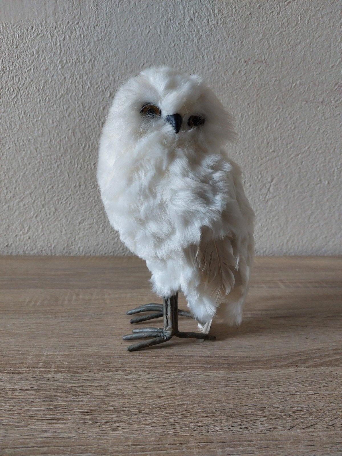 Realistische figuren van witte uilen/gevederde uilen - 27 cm, Ophalen of Verzenden, Wit, Metaal