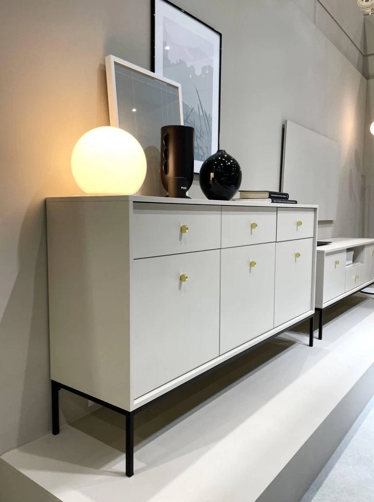 ladekast lichtbeige met 6 lades en zwart staal, Enlèvement, Utilisé