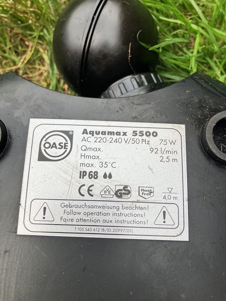 vijverpomp Oase Aquamax 5500, Ophalen, Gebruikt, Inox, Overige typen