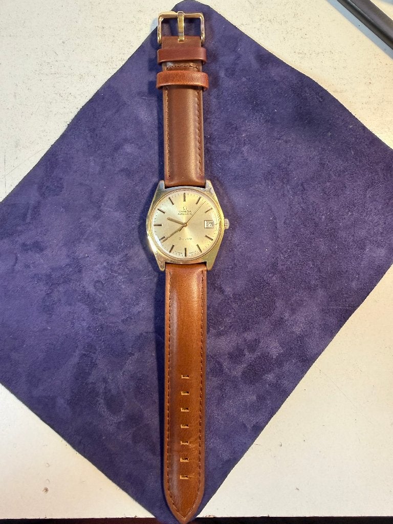 Omega Genève - 166.041 Cal 565, Bijoux, Sacs & Beauté, Montre-bracelet, Enlèvement ou Envoi, Cuir, Acier