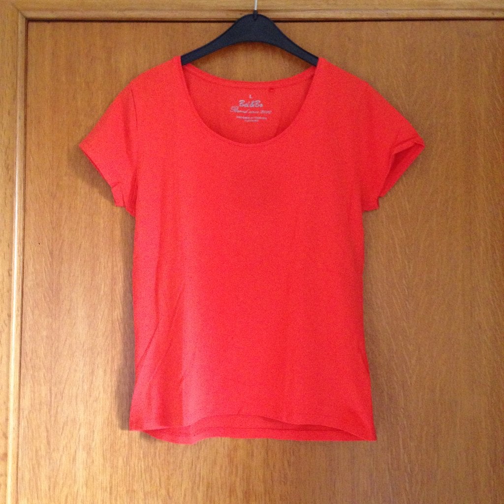Oranje t-shirt, Bel & Bo, maat : large, Vêtements | Femmes, T-shirts, Taille 42/44 (L), Manches courtes, Enlèvement ou Envoi, Bel & Bo