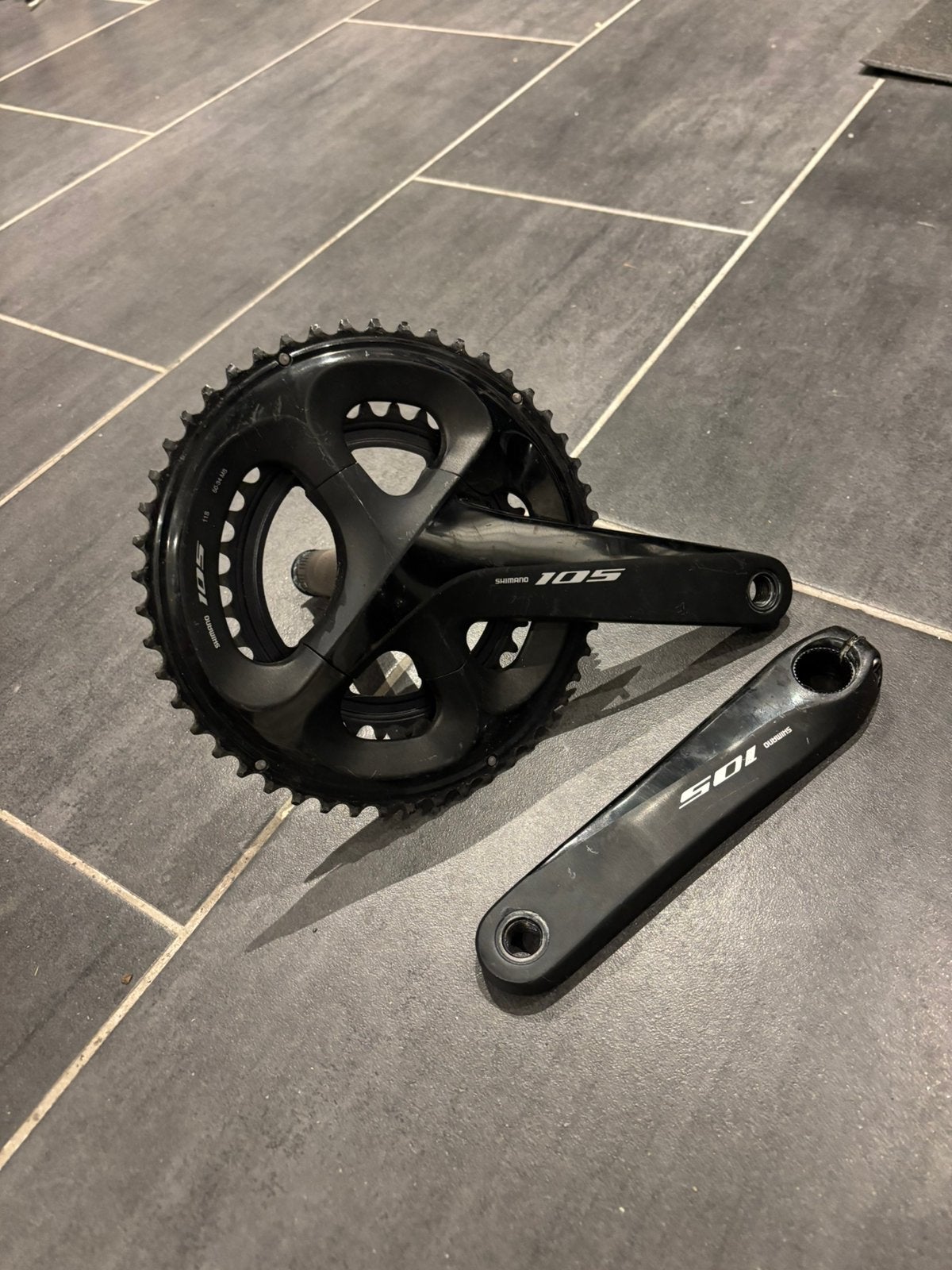 Shimano 105 crankstel, Fietsen en Brommers, Crankstel of Pedalen, Gebruikt, Ophalen of Verzenden, Aluminium