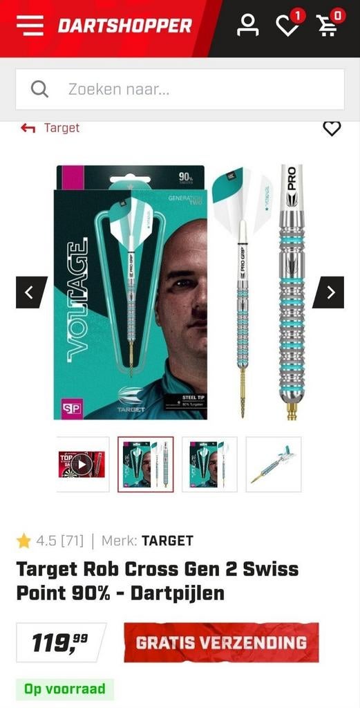 Rob Cross 23g top setje Dartpijlen als nieuw koopje!, Sport en Fitness, Darts, Ophalen of Verzenden