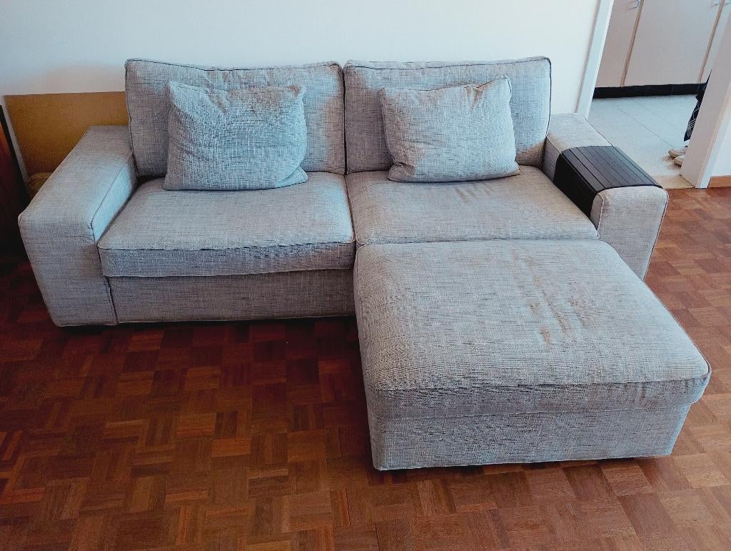 Ikea Kivik 3-zit met losstaande voetenbank, Ophalen, Driepersoons, 75 tot 100 cm, Zo goed als nieuw