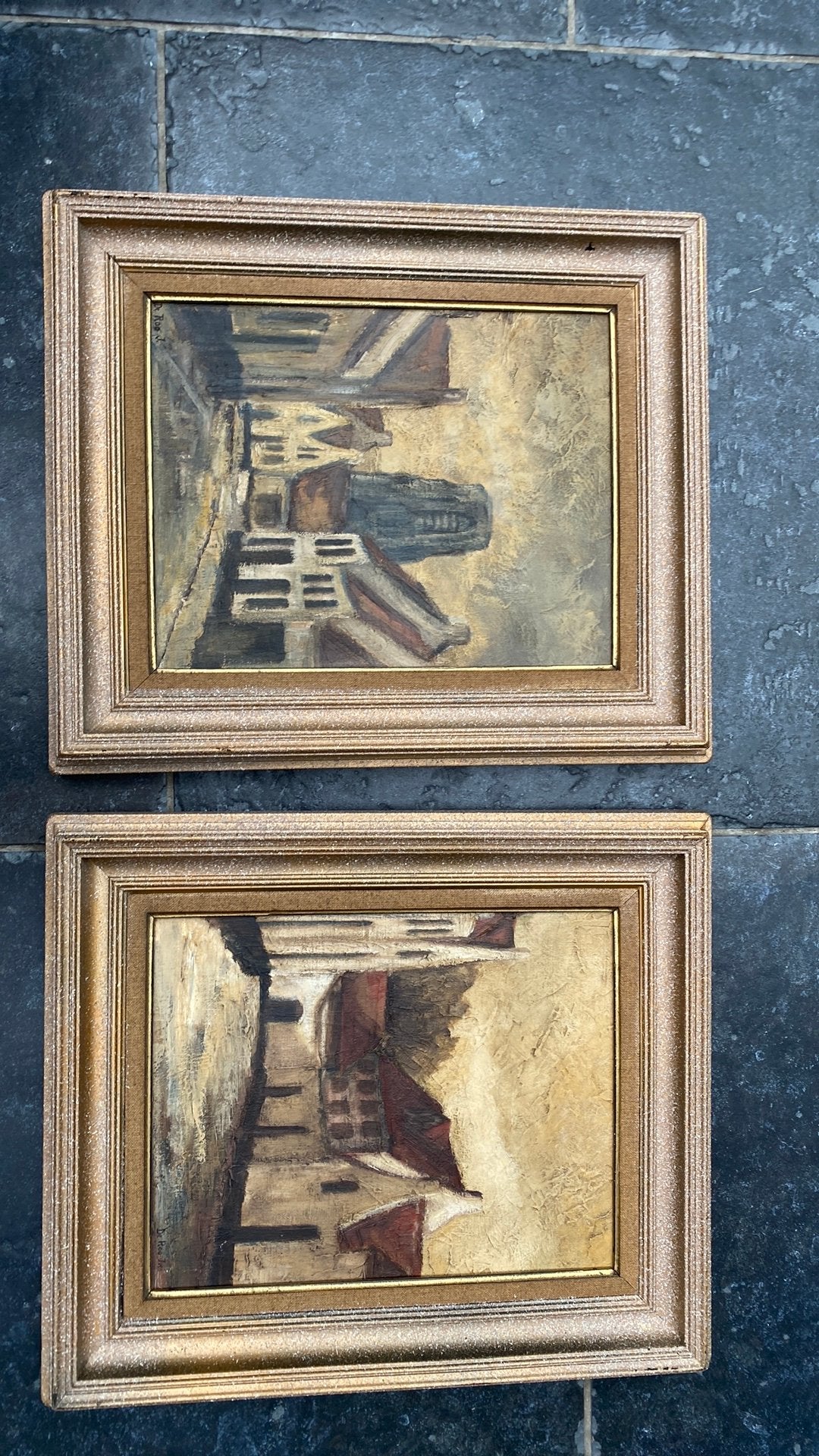 2 olieverfschilderijen, Antiek en Kunst, Ophalen, Doek, Landschap, Olieverf