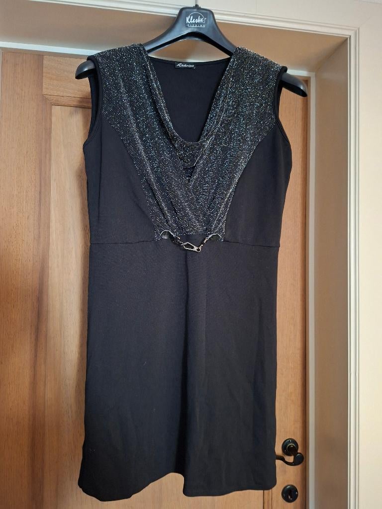 Rhétorique Zwarte Cocktailjurk met Glitter – Maat L, Kleding | Dames, Jurken, Gedragen, Maat 42/44 (L), Zwart, Knielengte, Ophalen